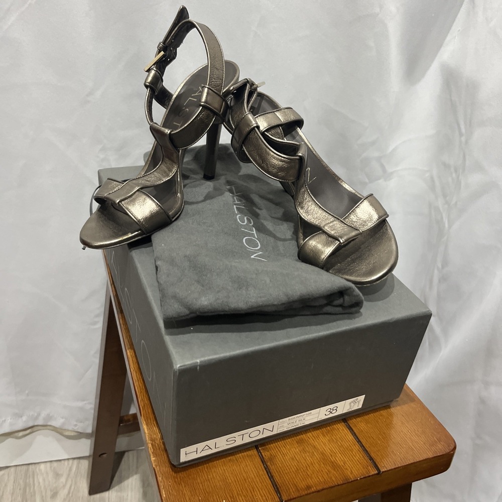 Halston Spring Summer 1993 Metallic Bronze Runway Heels Made in Italy Size 38